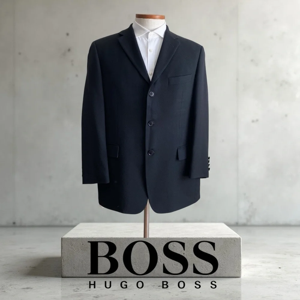 Hugo Boss Men’s Wool Black Blazer Sport Coat Suit Jacket Wedding Business 40S